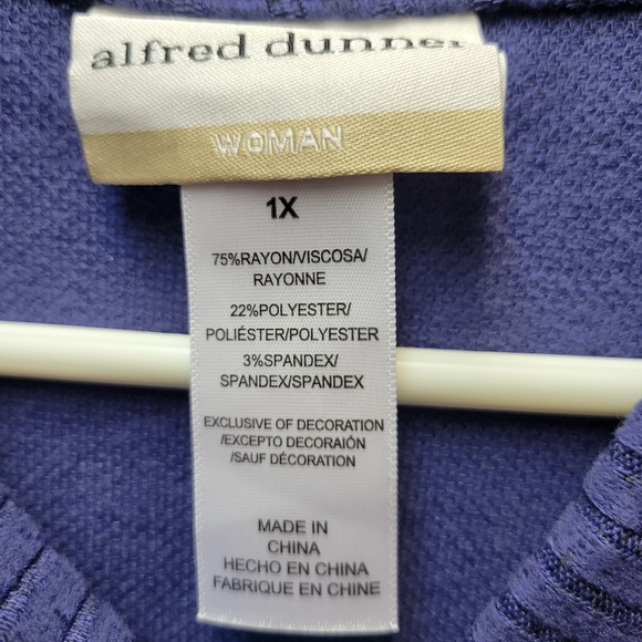 Alfred Dunner Blue Paisley Embroidered Cowl-Neck Sweater Size 1X Lightweight - Picture 3 of 6